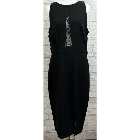 Jay Godfrey Sz 12 Black Sleeveless Phoenix‎ Open Front Lace Midi Slit Dress NWT - Picture 3 of 9